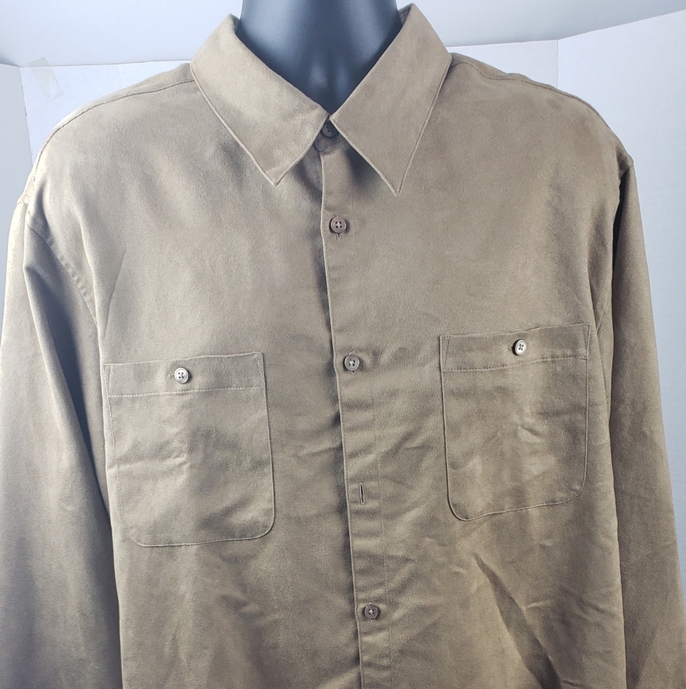 Brandini- Long Sleeve Faux Suede Dress Shirt